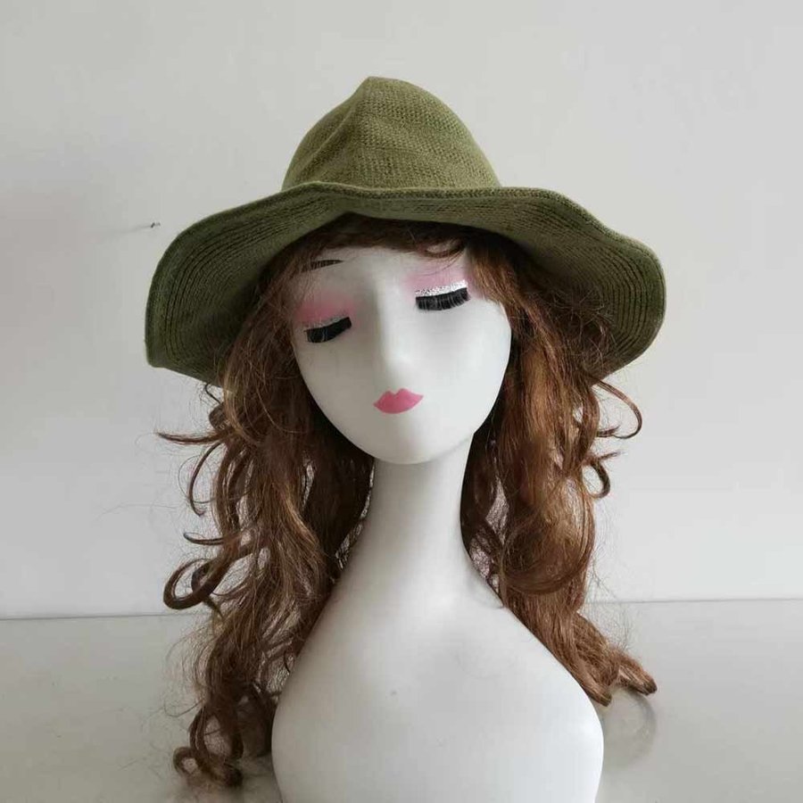 Green Wool Blend Crochet Witch hat,High Quality Adult Wizard Hat. 56-58.5 cm