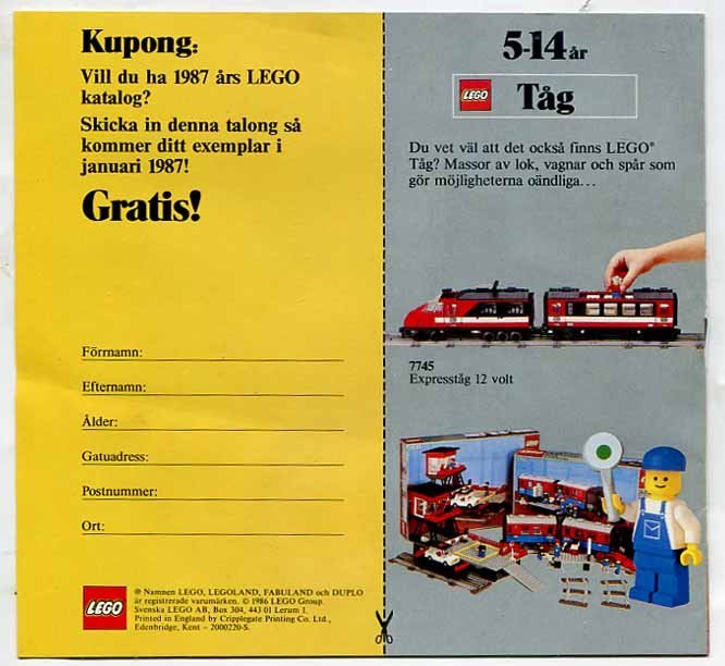 Lego 16-sidig reklam folder från Vintern 1986 Technic etc