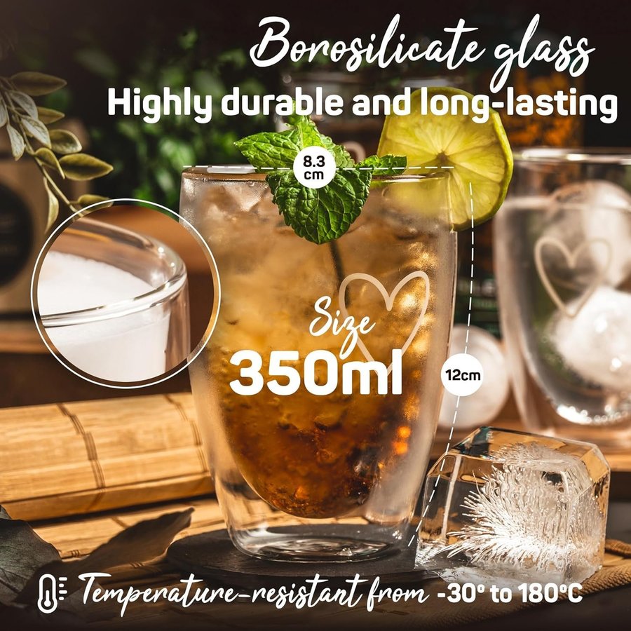 4st NYA latte macchiato glas | 4 x 350ml | Dubbelvägg | Nypris 399kr