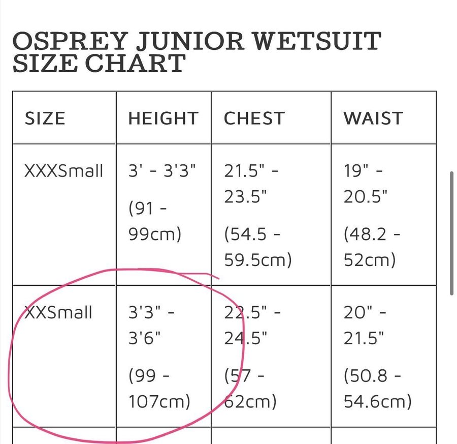 OSPREY kortärmad våtdräkt för barn svart/ vit 2 3 4 år 98-104 cl