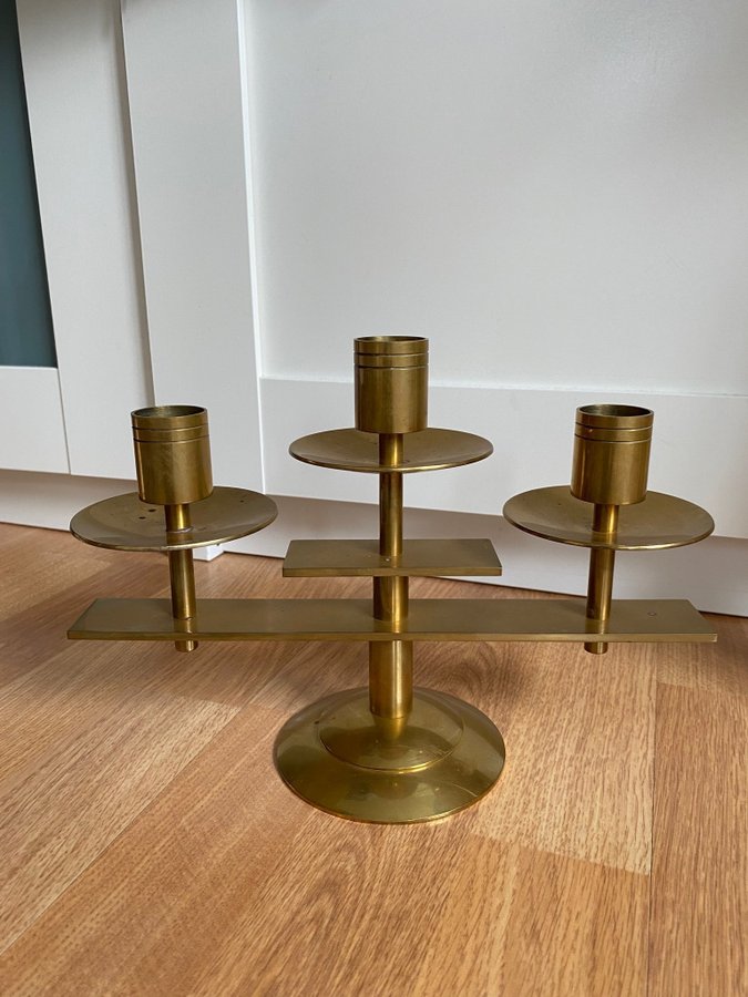 Exklusiv retro Art deco ljusstake i mässing 60-talet design Dantorp Danmark