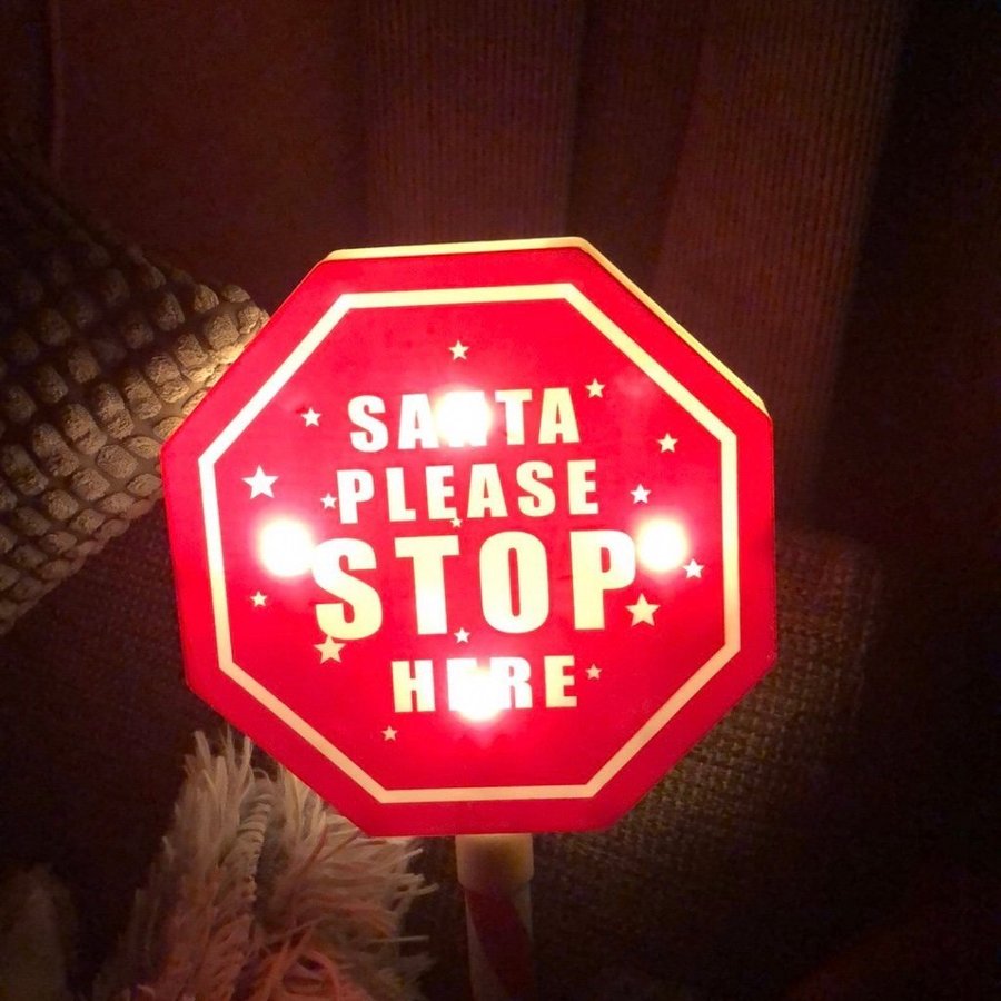 Julskylt - Santa Stop Here längd ca 30 cm