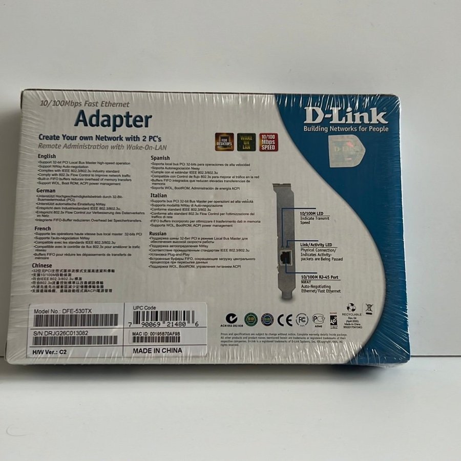 D-Link DFE-530TX 10/100 Mbps Fast Ethernet Adapter