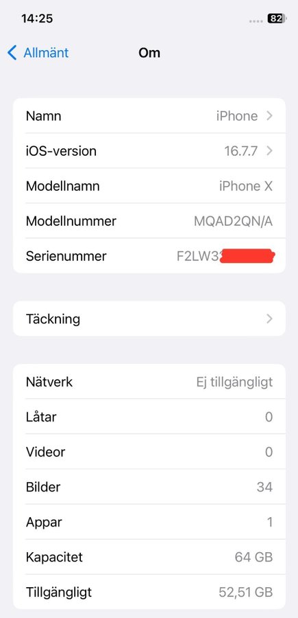 Iphone X 100% batterihälsa