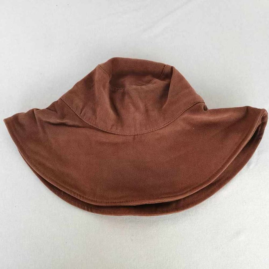 Wide Brim Cotton Bucket Hat, Brown Sun Hat, Summer Hat, Beach Hat, 52-54 cm