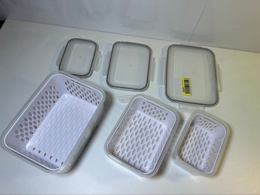 BID! 3 Set Fridge Fruit Storage Containers, Food Organizer! New!