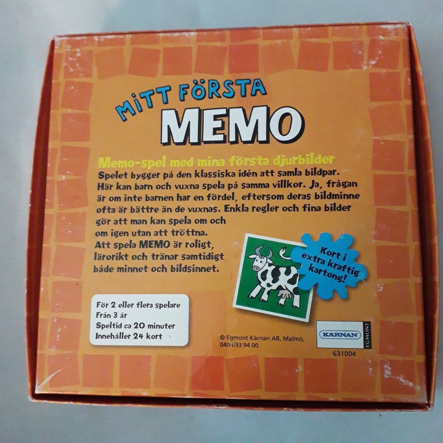 Mitt Första Memo - Memo-spel med mina första djurbilder Kärnan komplett