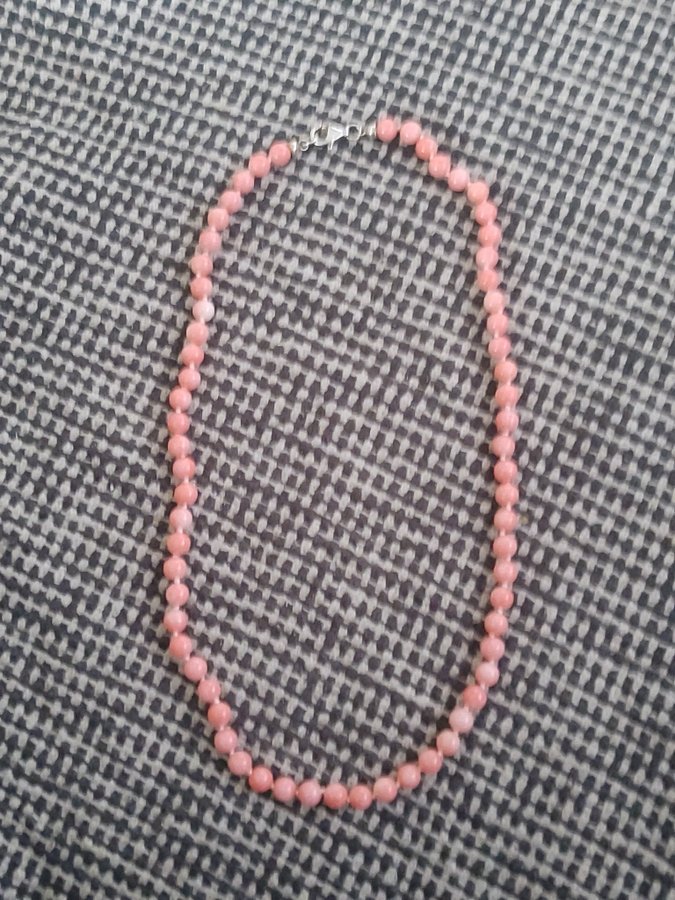 Halsband Rosa Bambukorall Pärlor Ø6mm