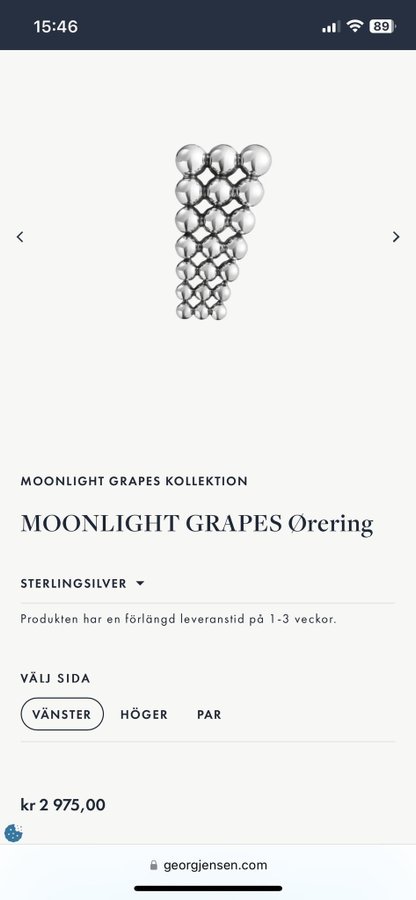 Georg Jensen Moonlight grapes örhänge A. Roege Hove NYTT