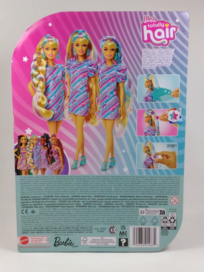 Barbie Totally Hair docka blond med stjärn-tema HCM88