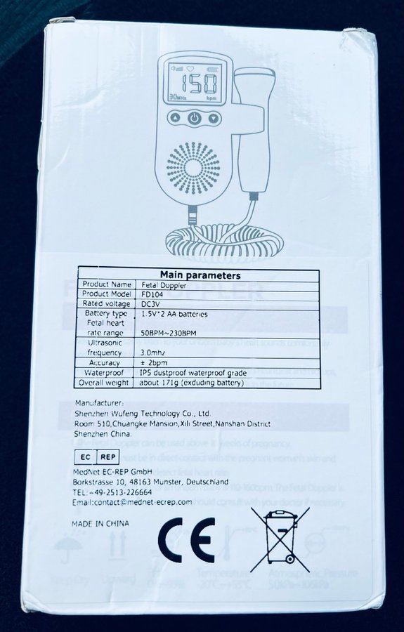 Fetal Doppler JSL-T501 Baby Watcher Ultraljud