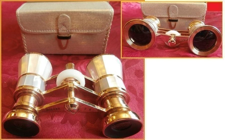 1950sMIGNON 3 X Opera Glasses-Rose Gold PlatingMother of Pearl Mint Condition!