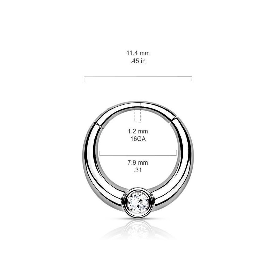 8 mm Segment Ring i IP 316L kirurgiskt stål med vit CZ