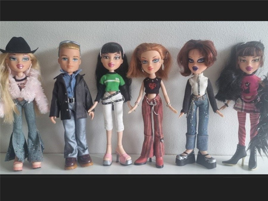 6 st Bratz dockor med kläder och tillbehör