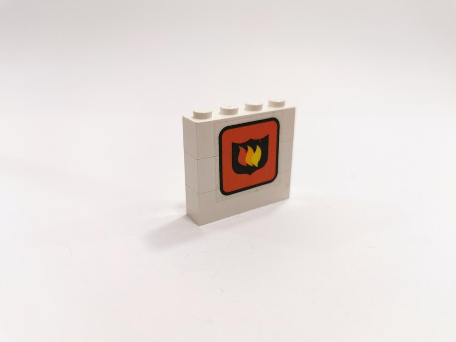 Lego - tryck - klistermärke - brick - 1x4x3 - brand - vit