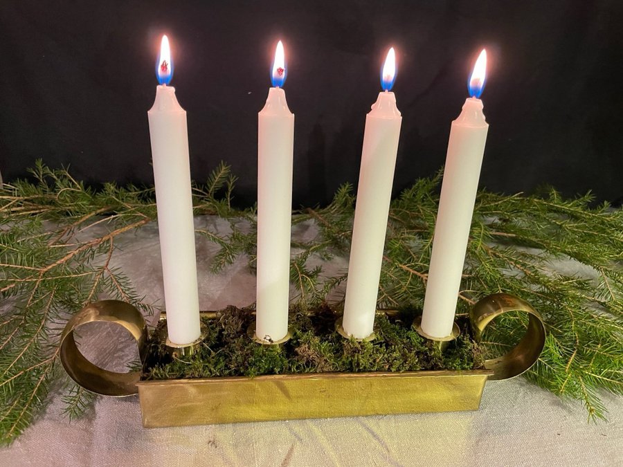 Nr: 4 Vintage adventsljusstake mässing retro kronljus ljusstake jul advent