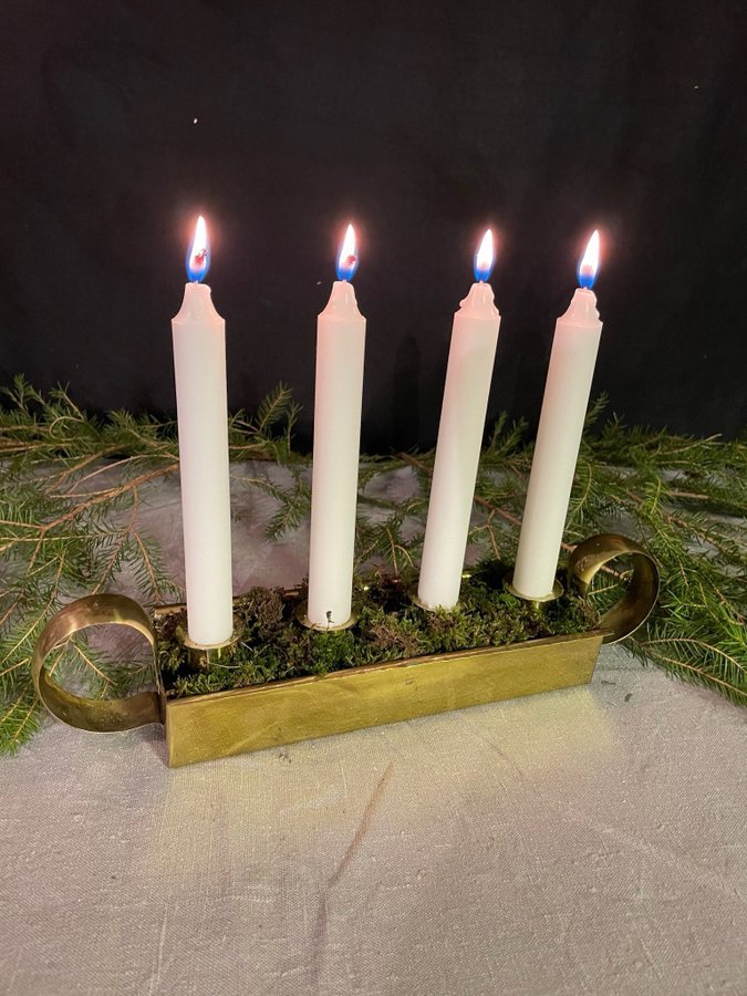 Nr: 4 Vintage adventsljusstake mässing retro kronljus ljusstake jul advent