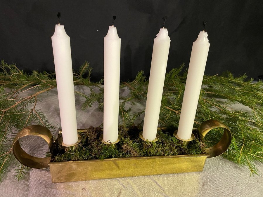 Nr: 4 Vintage adventsljusstake mässing retro kronljus ljusstake jul advent