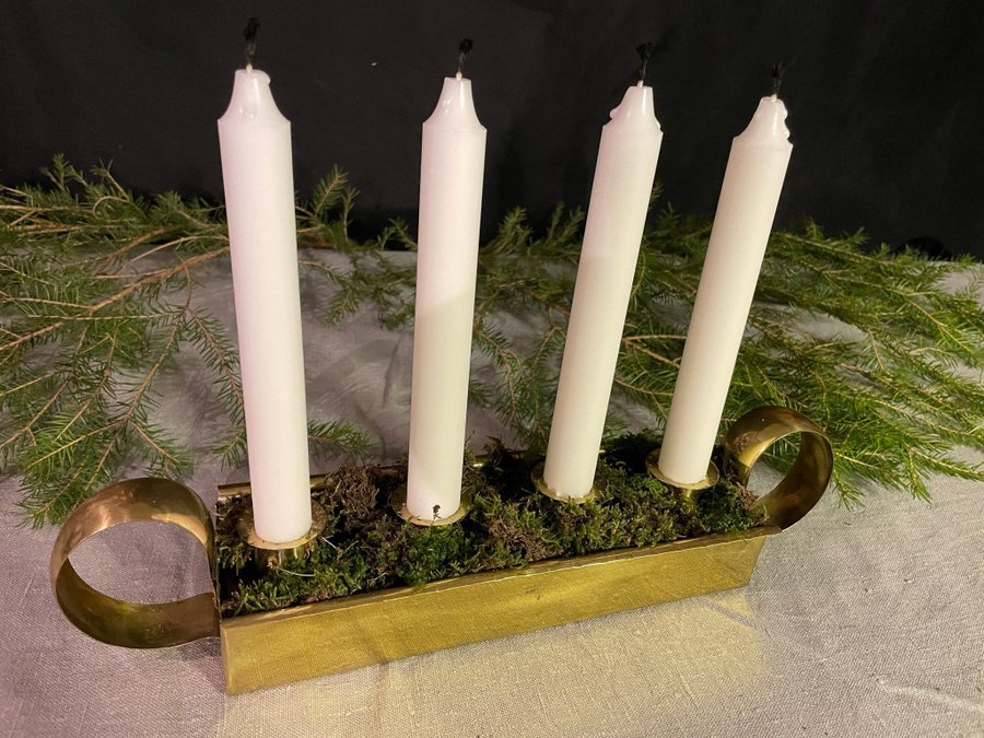 Nr: 4 Vintage adventsljusstake mässing retro kronljus ljusstake jul advent