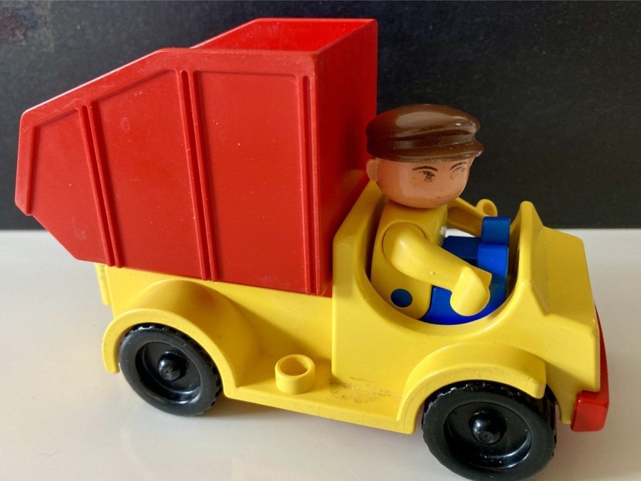 LEGO DUPLO LASTBIL MED TIPPBART FLAK OCH GUBBE * VINTAGE * 80-TAL