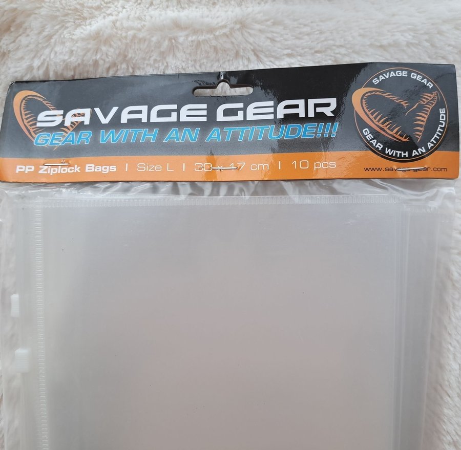 10x Savage Gear PP Zip Lock Bags Storlek L 30x17cm