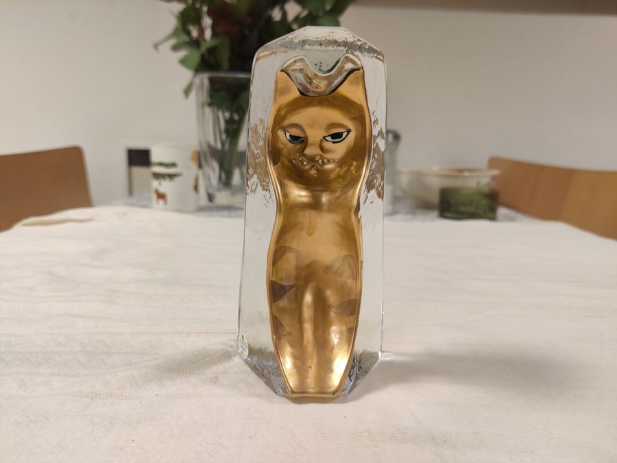 Glasfigur Katt av Renate Stock Kosta Sweden