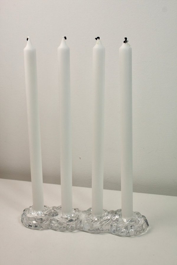 Vintage ADVENTSLJUSSAKE I GLAS Glasljusstake NYBRO Glasbruk JUL Retro 70-tal