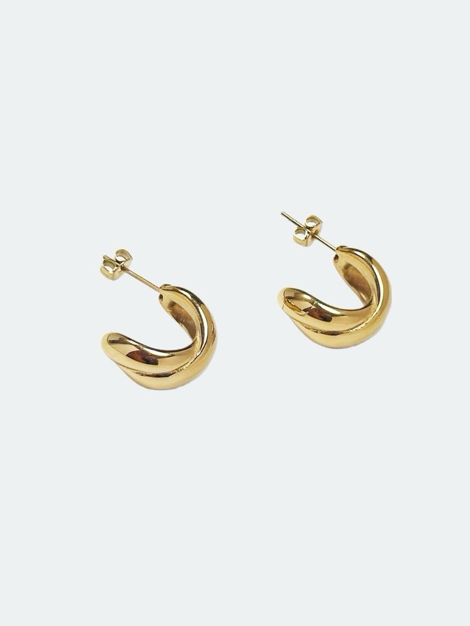 Chunky hoops i stål med 18K guld med tvinnad design