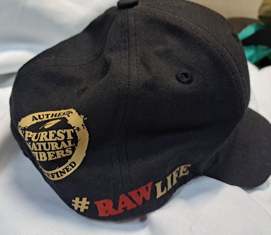 RAW Natural Rolling Papers Snapback Black Hat Cap Red Embroidery