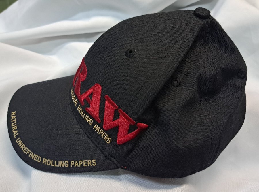 RAW Natural Rolling Papers Snapback Black Hat Cap Red Embroidery