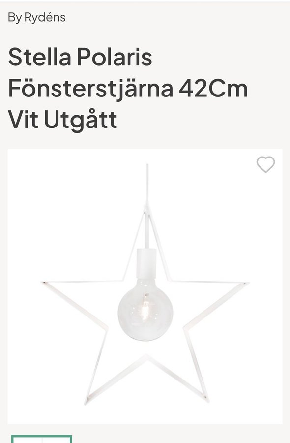 By Rydéns Stella Polaris Fönsterstjärna 42cm Vit