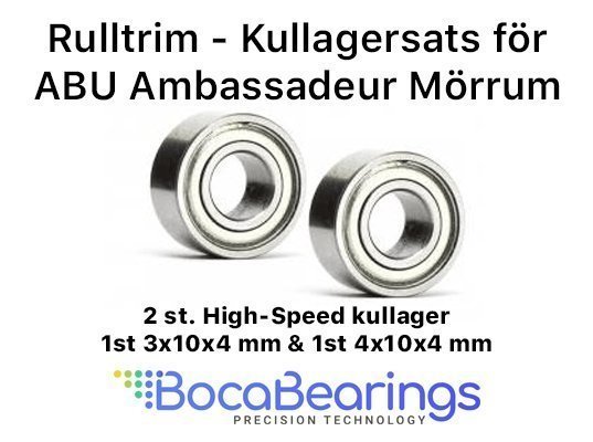 Kullagersats till ABU Ambassadeur Mörrum - Rulltrim 3x10x4 mm + 4x10x4 mm