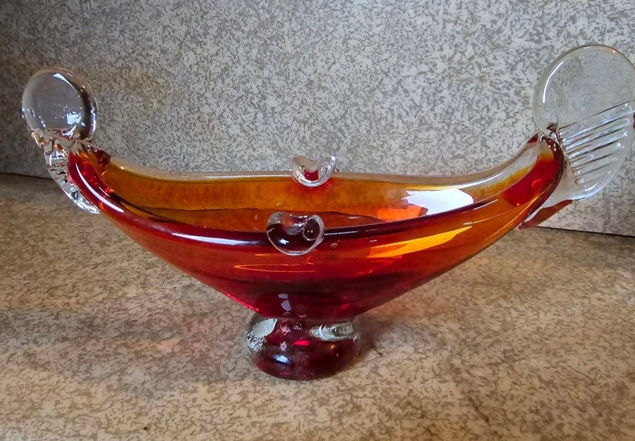 Murano glas Italien orange båt