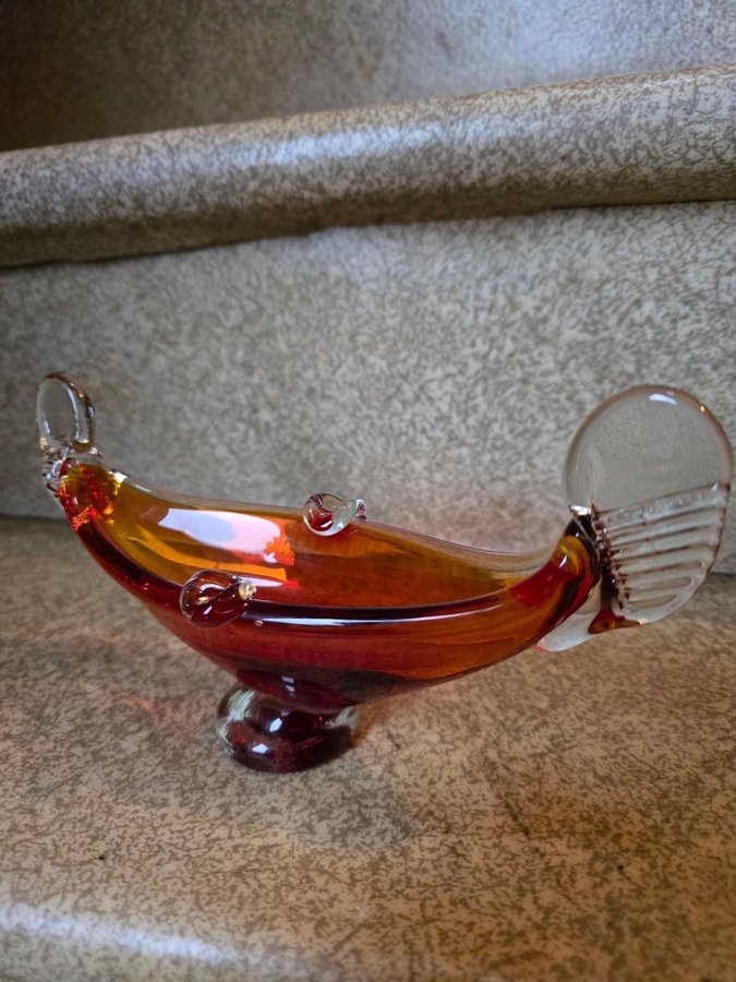 Murano glas Italien orange båt