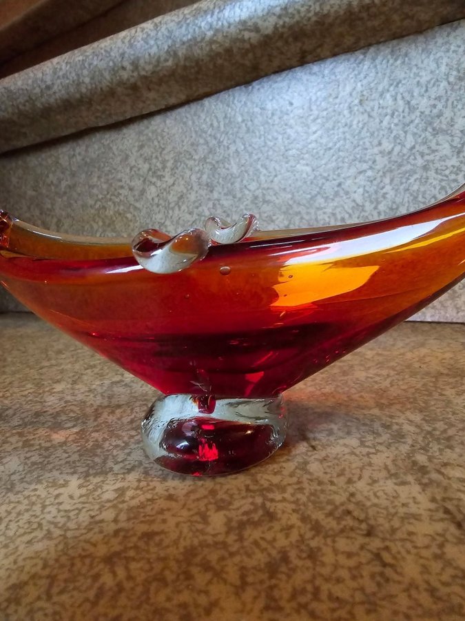 Murano glas Italien orange båt