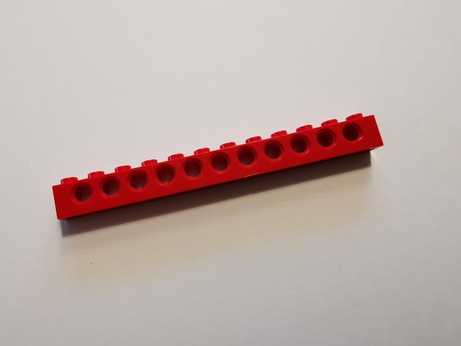 Lego - technic - brick - 1x12 - part 3895 - röd