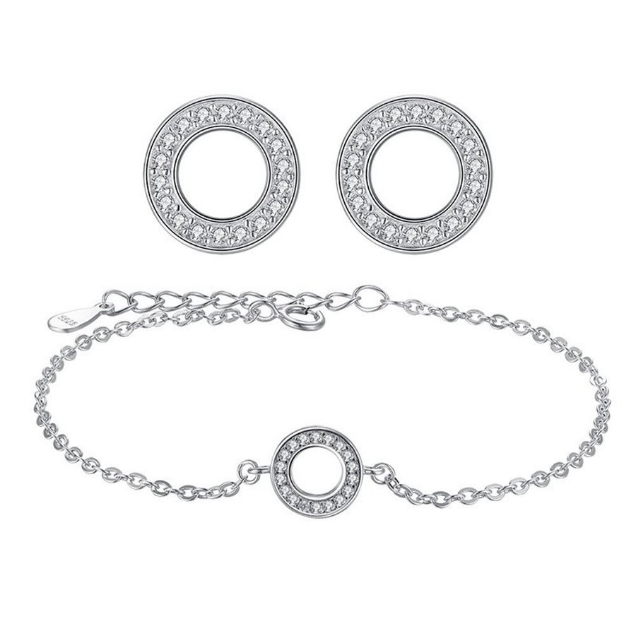 925 silverarmband Rund Set Armband och Örhängen