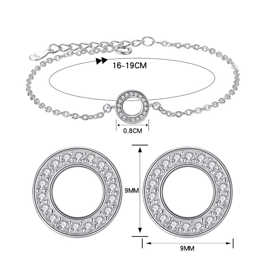 925 silverarmband Rund Set Armband och Örhängen