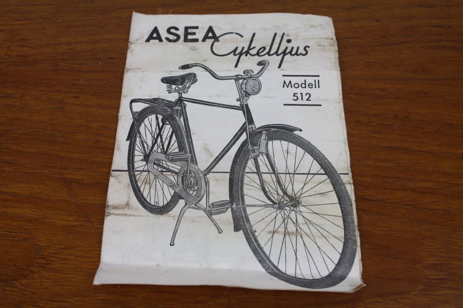 ASEA Cykelljus Model 512, instruktion, 1948