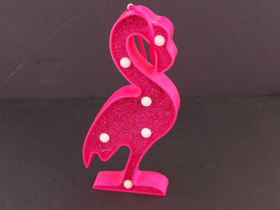 Lampa Flamingo Batteridriven 15 cm Glitter Rosa.