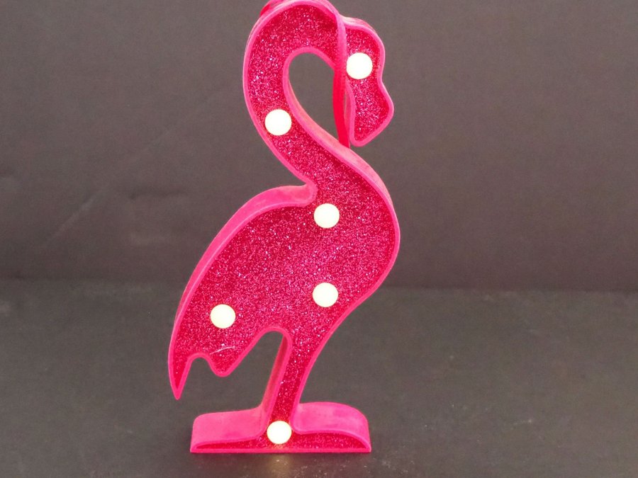 Lampa Flamingo Batteridriven 15 cm Glitter Rosa.