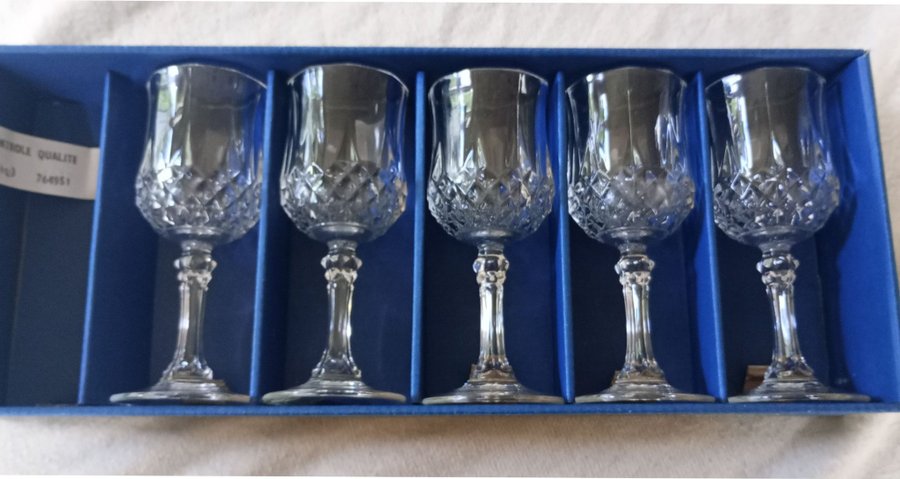 5 st likör glas kristall Cristal d'arques france vintage