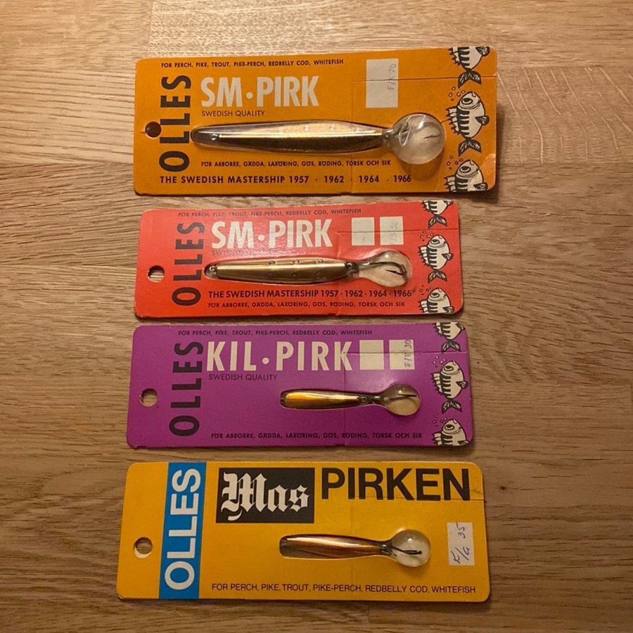 Vintage ofiskade pirkar, 4 st i orginalförpackningar