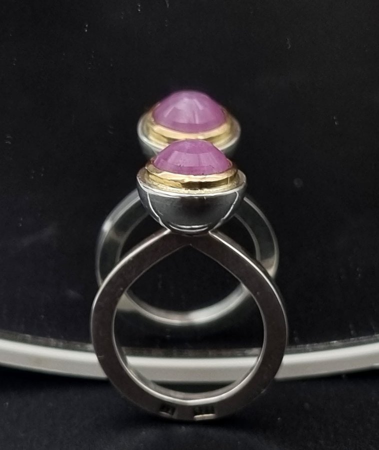 Macedonian Ruby in 18kGold Bezel and 925 Silver Ring