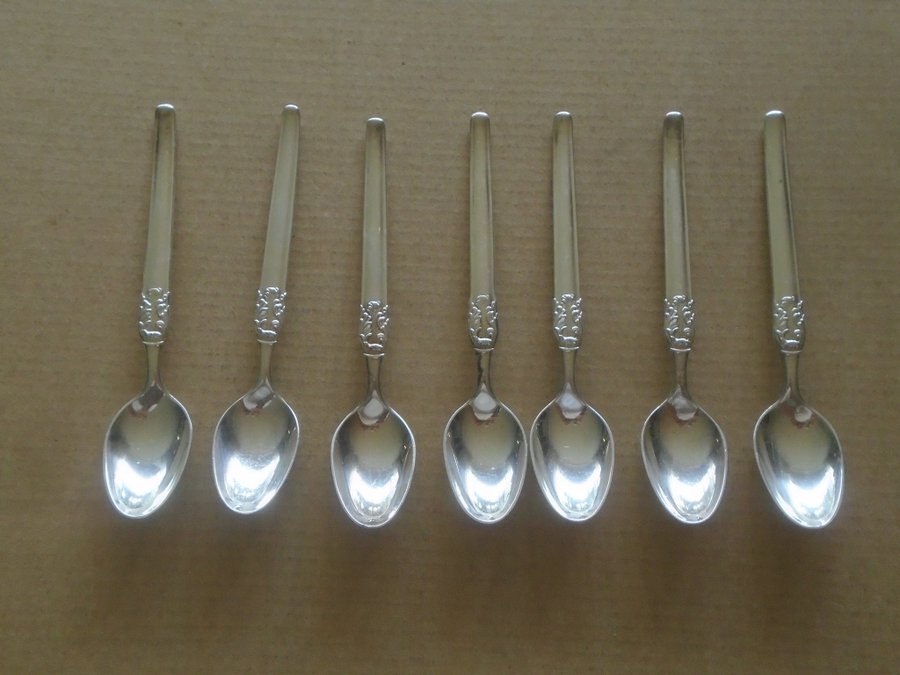 7 st kaffeskedar Fleur Frigast nysilver