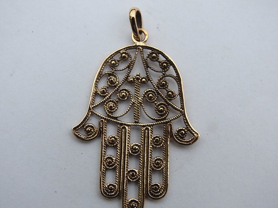 Hamsa Hand Talisman Filigram Hängsmycke Hänge i brons