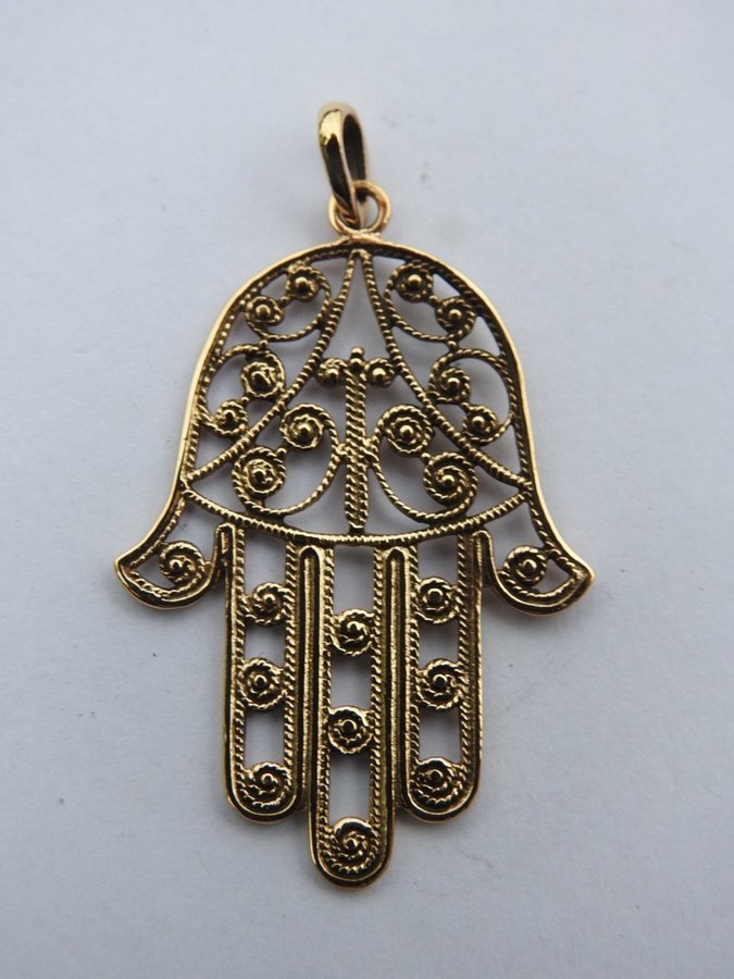 Hamsa Hand Talisman Filigram Hängsmycke Hänge i brons