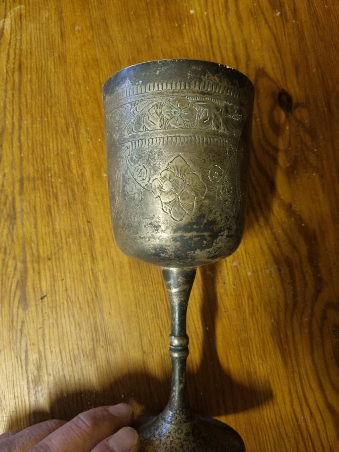 Vintage worn/rustic silver plated witches goblet