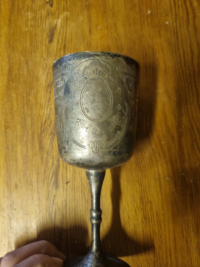 Vintage worn/rustic silver plated witches goblet