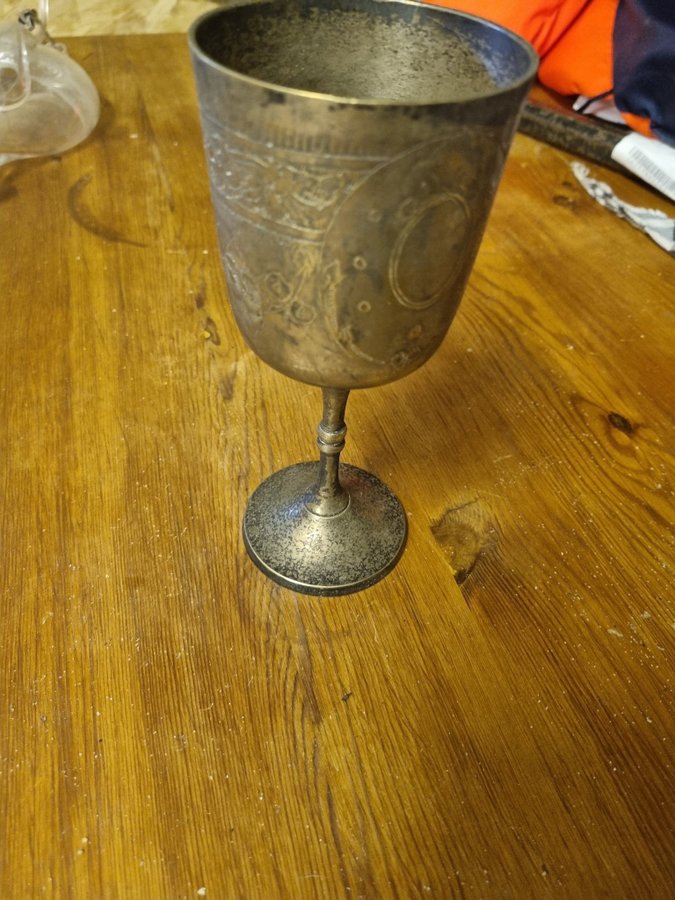 Vintage worn/rustic silver plated witches goblet